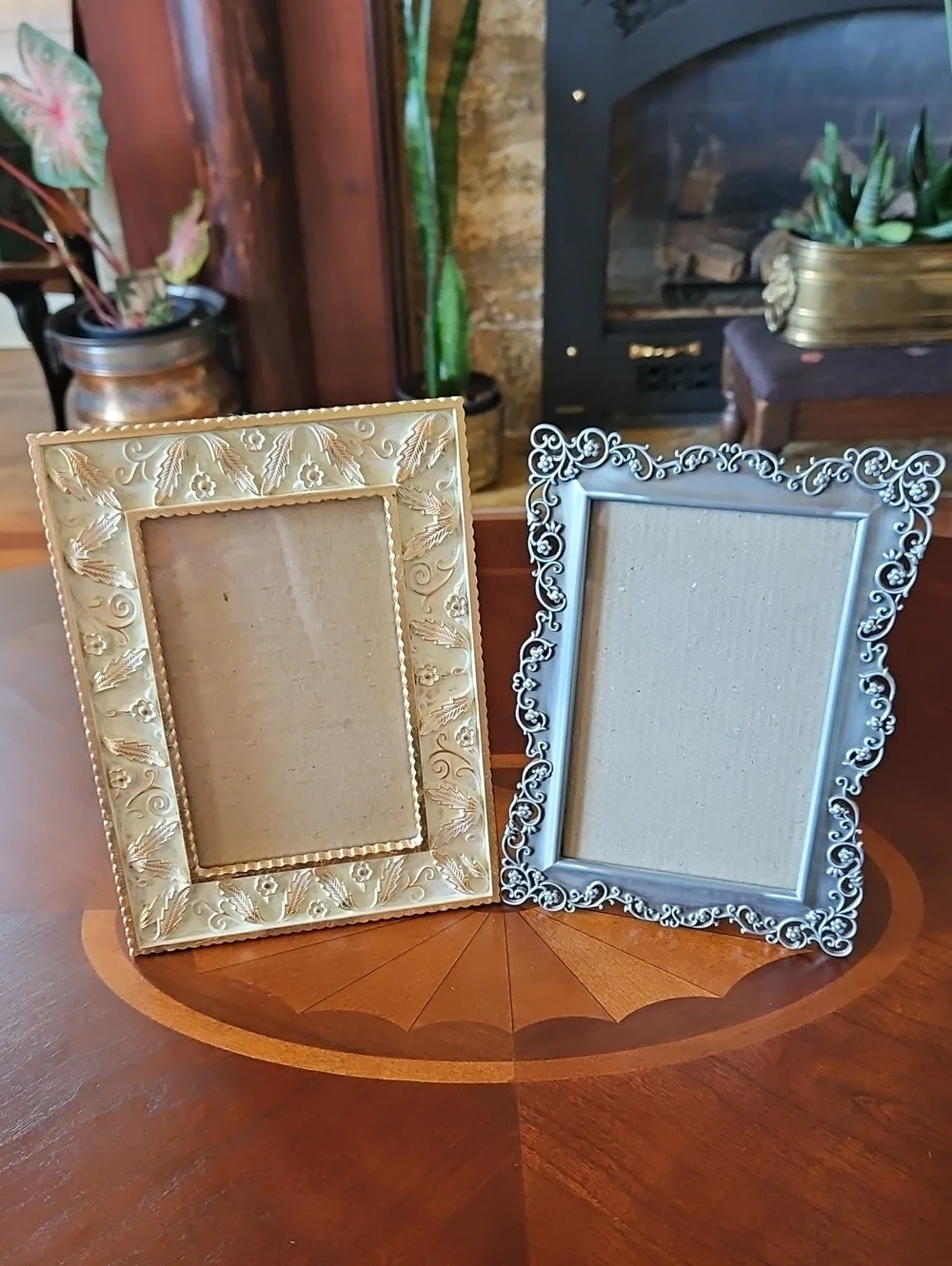Elegant Ornate Baroque Style Picture Frames Set of 2, One Gold and One Silver